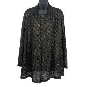 Susan Graver Women Open Front Cardigan Jacket Size Small S Navy Black Gold New